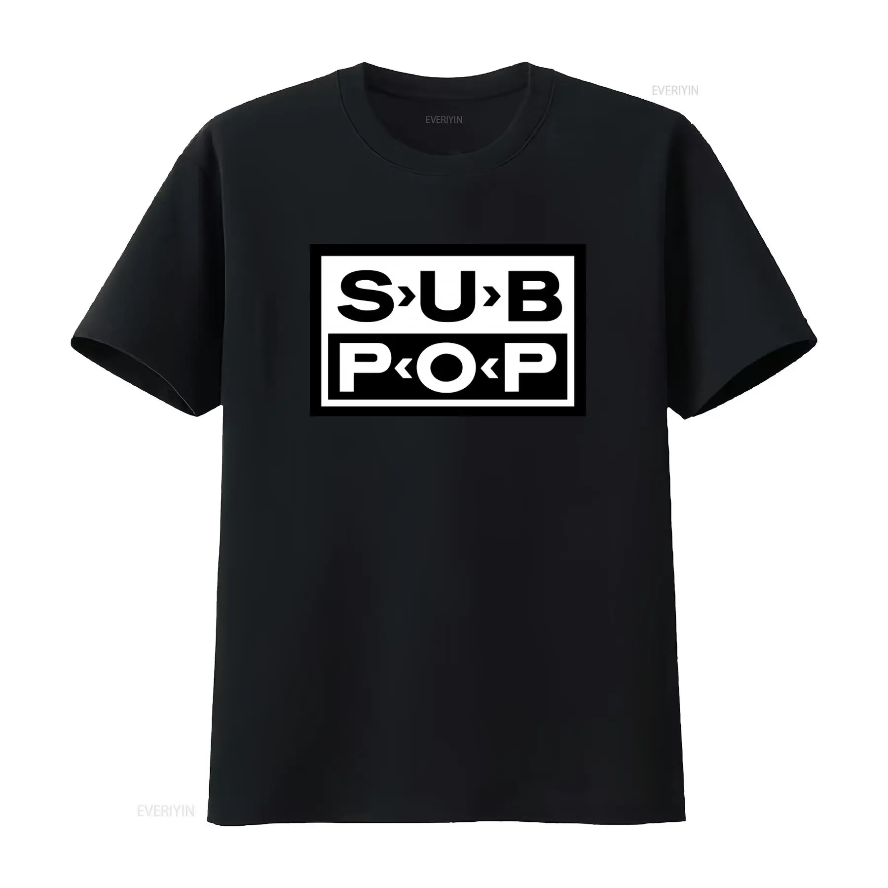 Vintage Fashion Logos - Sub Pop Logolu Tişört Siyah Beyaz