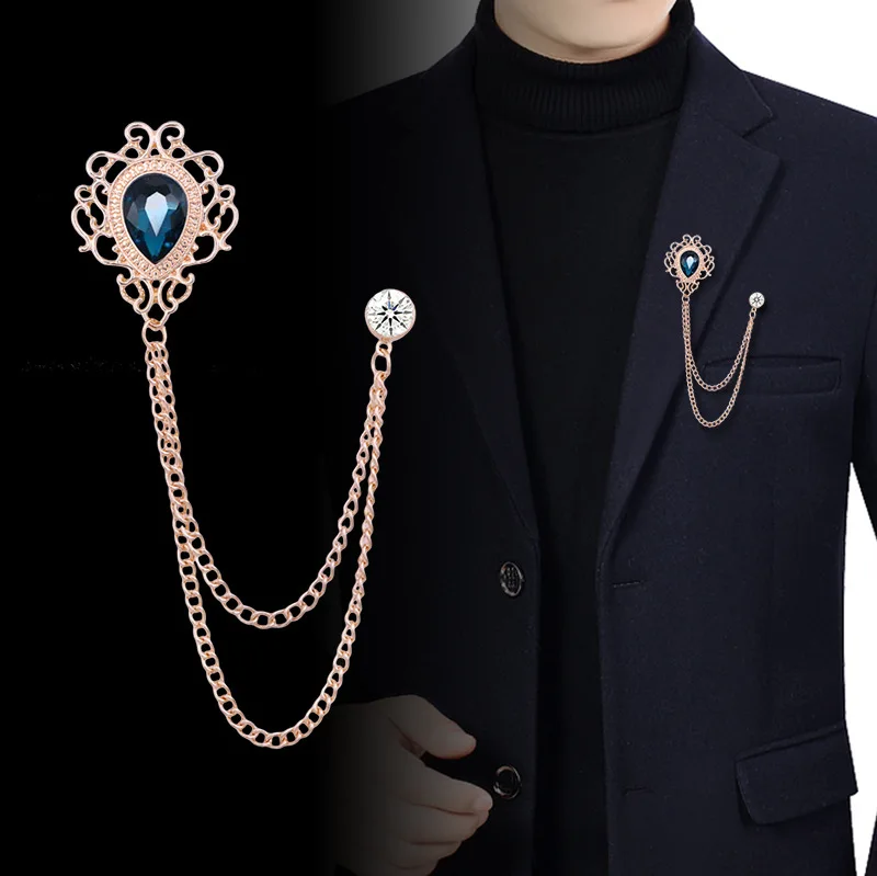 Vintage Fashion For Men - Yeni Vintage Püsküllü Zincirli Kristal Yaka