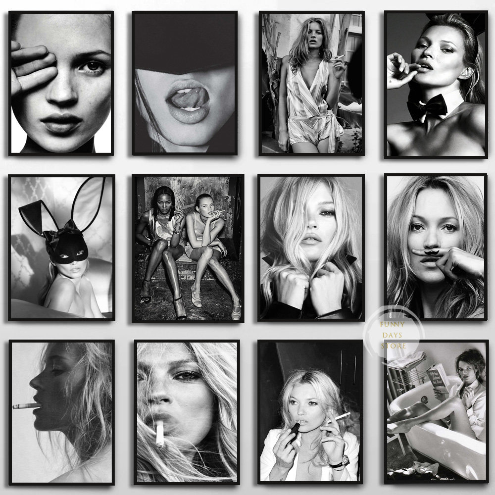 Vintage Vogue Fashion Poster - Vintage Seksi Süper Model Kate Moss