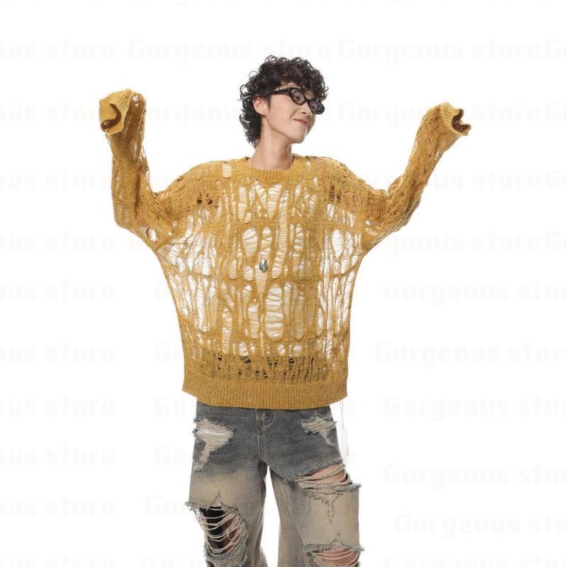 Vintage Fashion In Japan - Vintage Yırtık Hollow Out Örgü Örme