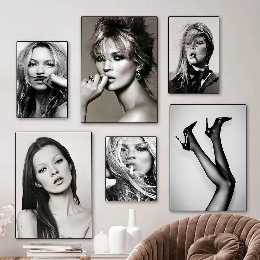 Vintage Vogue Fashion Poster - Kate Moss Moda Modern Sanat Klasik