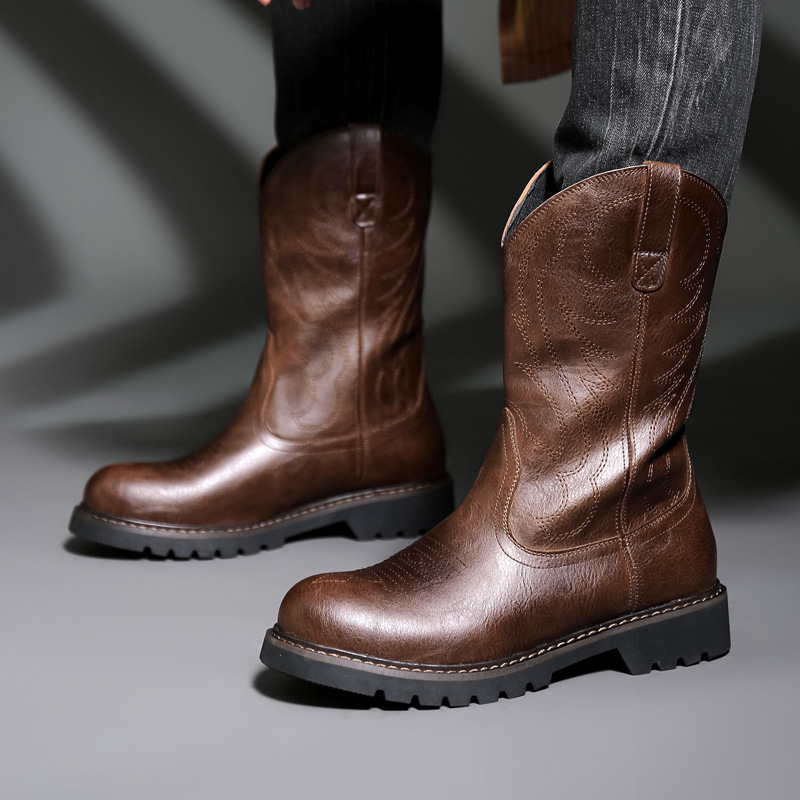 Vintage Fashion For Men - Moda Erkek Kovboy Çizmeleri Yeni Nakış