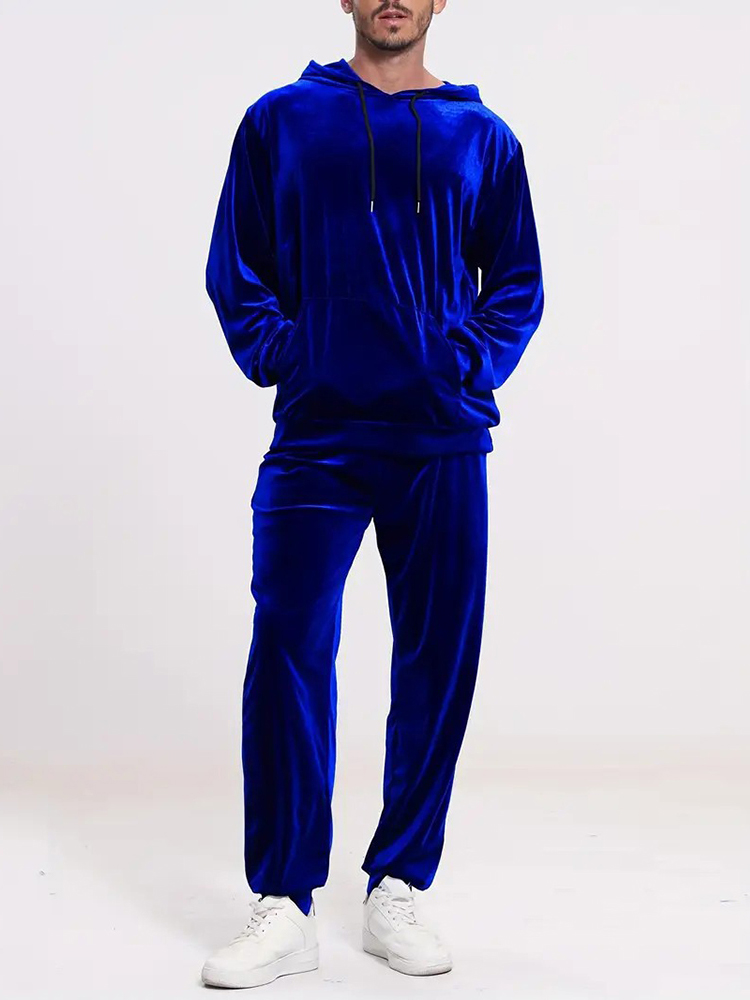 Vintage Fashion For Men - Moda Düz Renk Kadife İki Parçalı