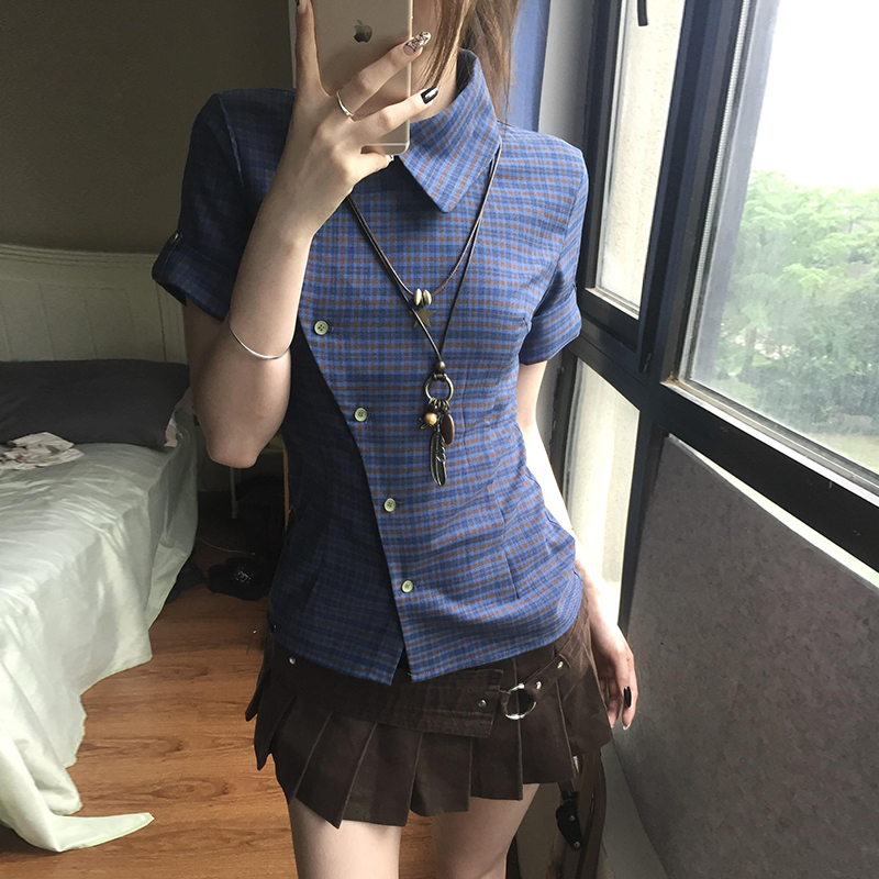 Vintage Fashion Tiktok - Y2K Vintage Slim Fit Ekose Kırpma
