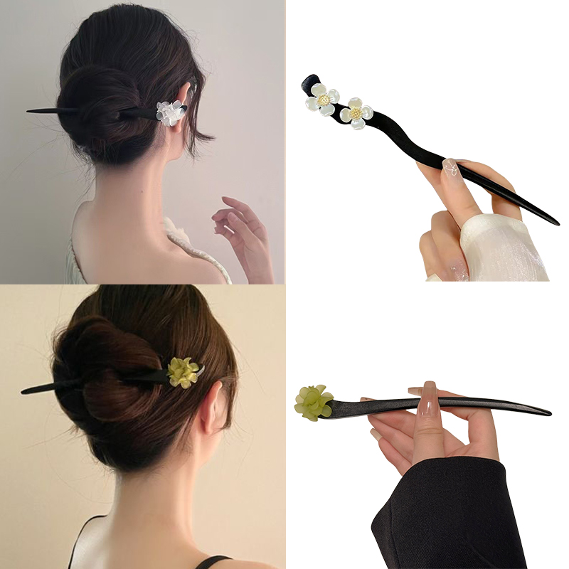 Vintage Fashion Tumblr - Vintage Çin Tarzı Ahşap Çiçek Saç