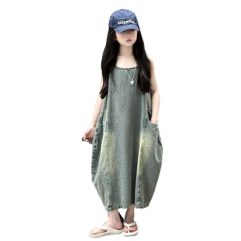 Vintage Fashion Girl - Vintage Mavi Çocuk Kız Yüksek Kaliteli