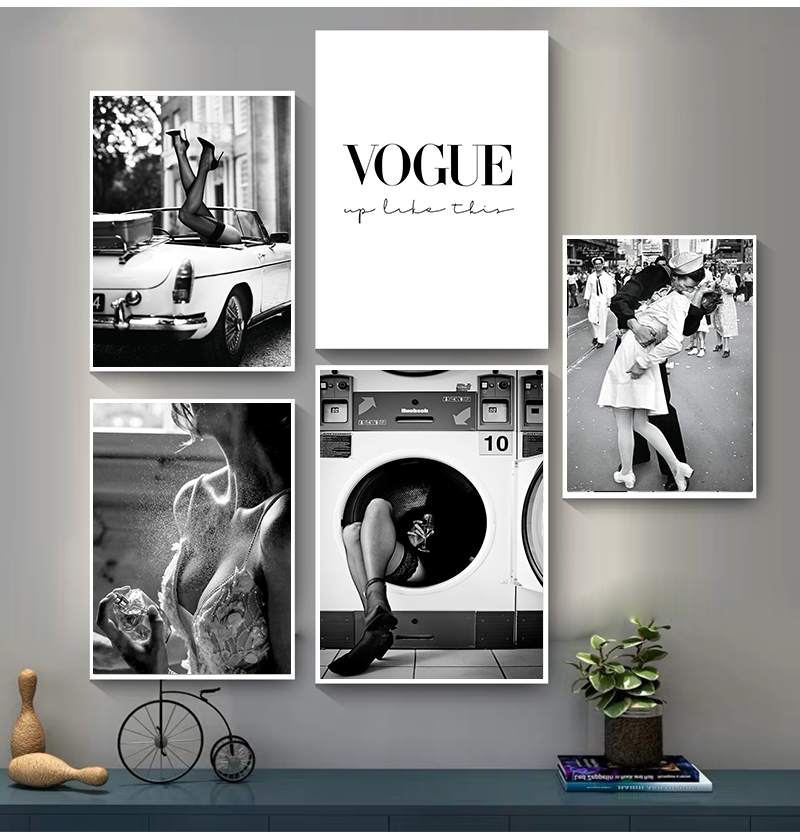 Vintage Vogue Fashion Poster - Kadın Resimleri Oturma Odası için Vintage