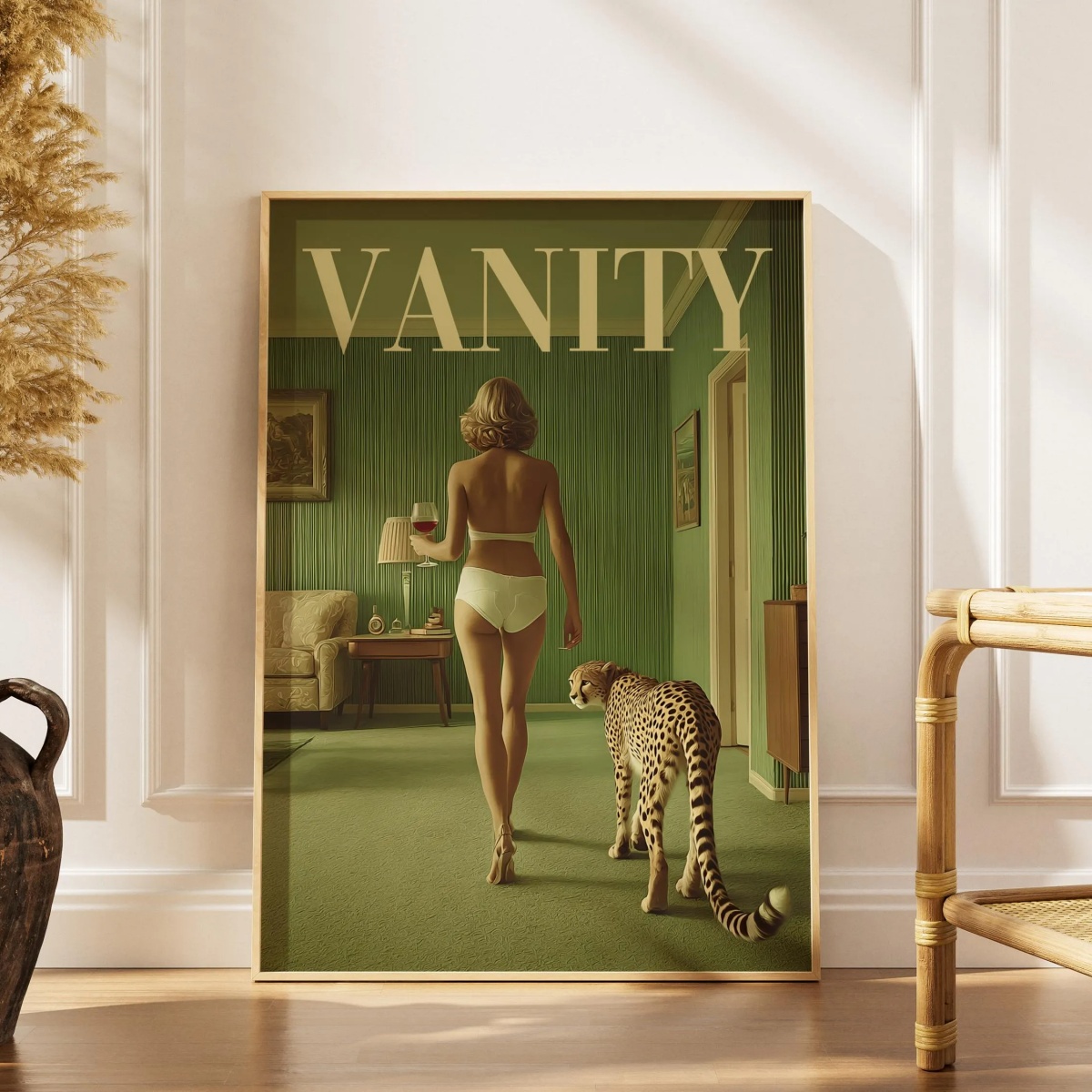 Vintage Vogue Fashion Poster - Vintage Kadın Çita Kanvas Baskılar Posteri