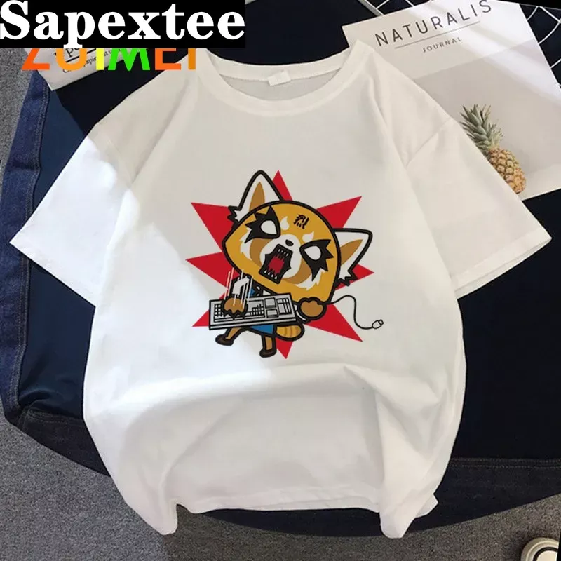 Vintage Fashion Tv - Kadın Anime japon Aggretsuko Harajuk baskı