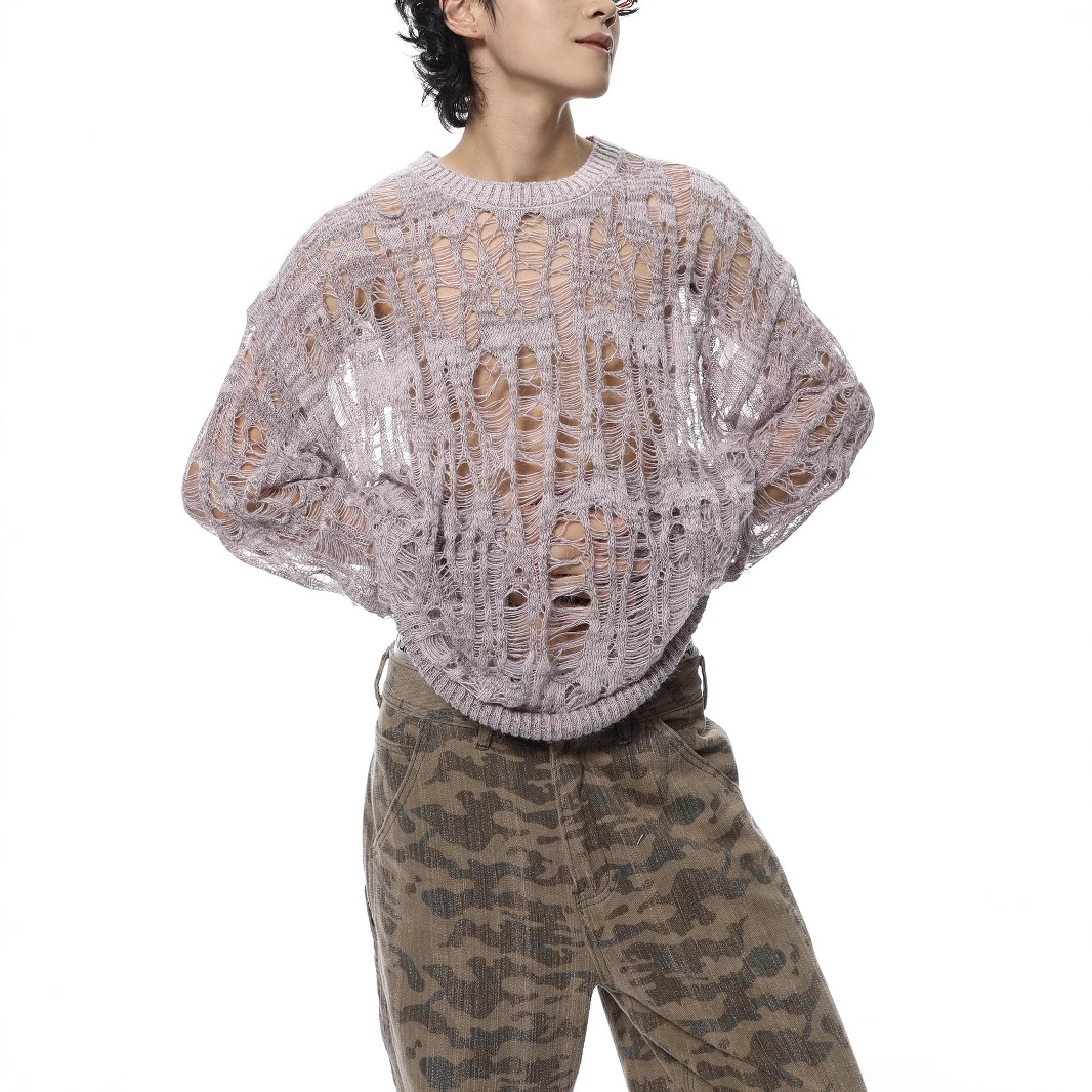 Vintage Yırtık Hollow Out Örgü - Vintage Fashion In Japan incelemesi ve fiyatı